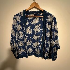 Floral Blue Kimono Cardigan
